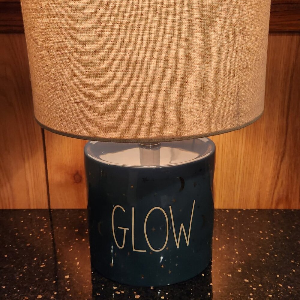 Rae dunn GLOW blue ceramic lamp